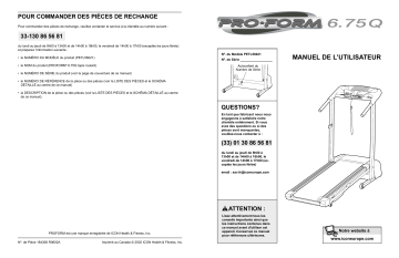 Manuel du propriétaire | ProForm PETL5602 6.75Q TREADMILL Manuel utilisateur | Fixfr