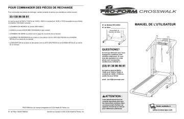 PETL5652 | Manuel du propriétaire | ProForm CROSSWALK TREADMILL Manuel utilisateur | Fixfr