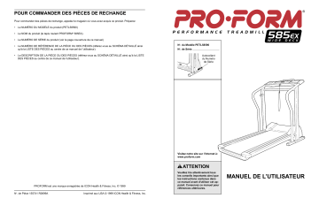 PETL5859 | Manuel du propriétaire | ProForm 585EX TREADMILL Manuel utilisateur | Fixfr