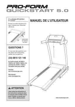 ProForm QUICKSTART 5.0 TR TREADMILL Manuel utilisateur