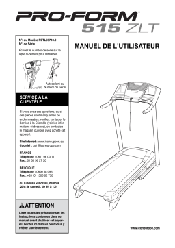 ProForm 515 ZLT TREADMILL Manuel utilisateur