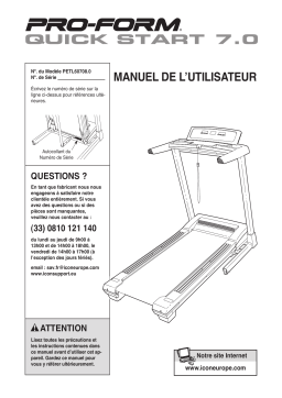 ProForm QUICK START 7.0 TREADMILL Manuel utilisateur