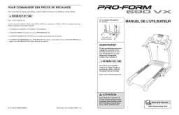 ProForm PETL62905 690VX TREADMILL Manuel utilisateur