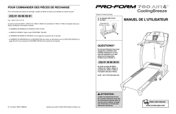 PETL7513 | Manuel du propriétaire | ProForm 760 AIR TREADMILL Manuel utilisateur | Fixfr