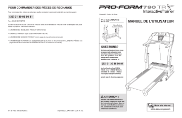 PETL7813 | Manuel du propriétaire | ProForm 790 CD TREADMILL Manuel utilisateur | Fixfr