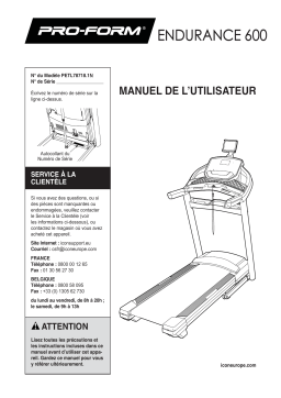 ProForm Endurance 600 TREADMILL Manuel utilisateur