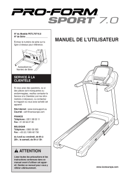 ProForm PETL79716 Sport 7.0 TREADMILL Manuel utilisateur