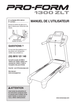 ProForm 1300 ZLT TREADMILL Manuel utilisateur