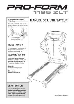 ProForm PETL84909 1195 ZLT TREADMILL Manuel utilisateur