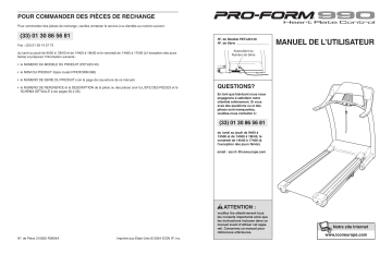 Manuel du propriétaire | ProForm PETL8514 TL990 TREADMILL Manuel utilisateur | Fixfr