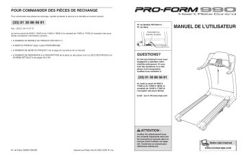 Manuel du propriétaire | ProForm PETL8514 TL990 TREADMILL Manuel utilisateur | Fixfr