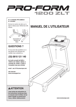 ProForm PETL98809 1200 ZLT TREADMILL Manuel utilisateur