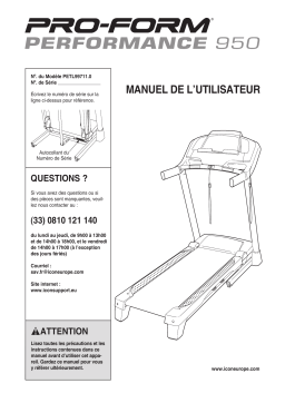 ProForm PERFORMANCE 950 TREADMILL Manuel utilisateur