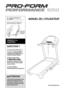 ProForm 1050 ZLT TREADMILL Manuel utilisateur