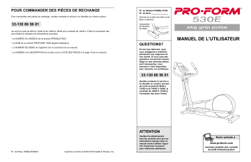 PFEMEL4730 | Manuel du propriétaire | ProForm 530E STEPPER Manuel utilisateur | Fixfr