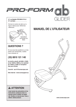 ProForm PFEVBE13710 1398889 AB GLIDER ABTRAINER Manuel utilisateur