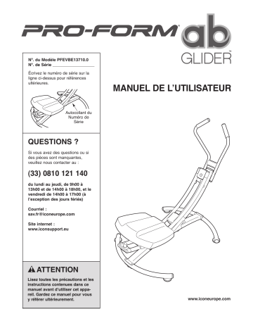 Manuel du propriétaire | ProForm PFEVBE13710 1398889 AB GLIDER ABTRAINER Manuel utilisateur | Fixfr