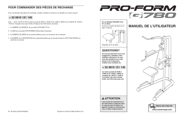 PFEVBE1775 | Manuel du propriétaire | ProForm G780 BENCH Manuel utilisateur | Fixfr