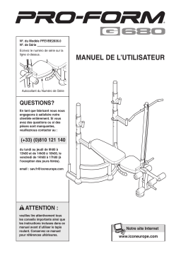 ProForm PFEVBE2836 G 680 BENCH Manuel utilisateur