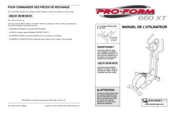 PFEVEL3302 | Manuel du propriétaire | ProForm 660XT ELLIPTICAL Manuel utilisateur | Fixfr