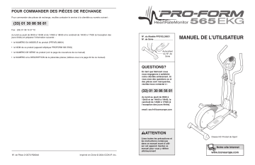 PFEVEL3983 | Manuel du propriétaire | ProForm 565 EKG ELLIPTICAL Manuel utilisateur | Fixfr