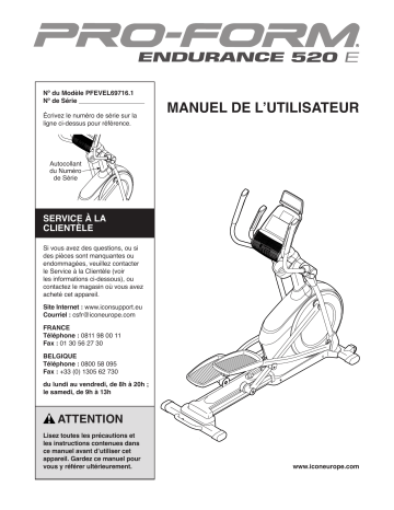 PFEVEL69716 | Manuel du propriétaire | ProForm Endurance 520 E ELLIPTICAL Manuel utilisateur | Fixfr