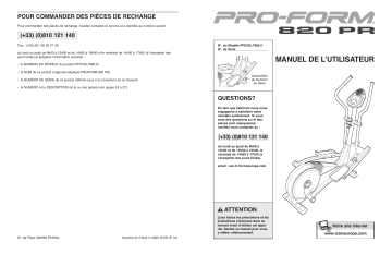 Manuel du propriétaire | ProForm PFEVEL7985 820R ELLIPTICAL Manuel utilisateur | Fixfr