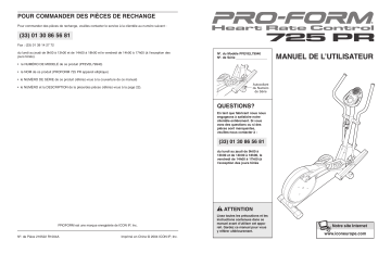 PFEVEL7994 | Manuel du propriétaire | ProForm 725 PR ELLIPTICAL Manuel utilisateur | Fixfr