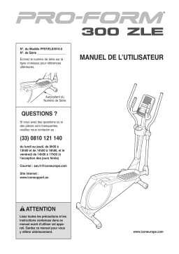 ProForm PFEVEL83910 300ZLE ELLIPTICAL Manuel utilisateur