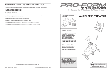 PFEVEX2404 | Manuel du propriétaire | ProForm 715 EKG BIKE Manuel utilisateur | Fixfr