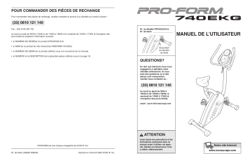 PFEVEX2915 | Manuel du propriétaire | ProForm 740EKG BIKE Manuel utilisateur | Fixfr