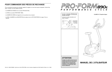 PFEVEX3418 | Manuel du propriétaire | ProForm 890E BIKE Manuel utilisateur | Fixfr