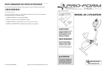 PFEVEX3983 | Manuel du propriétaire | ProForm 745 EKG BIKE Manuel utilisateur | Fixfr