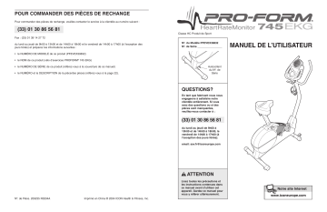 PFEVEX3983 | Manuel du propriétaire | ProForm 745 EKG BIKE Manuel utilisateur | Fixfr