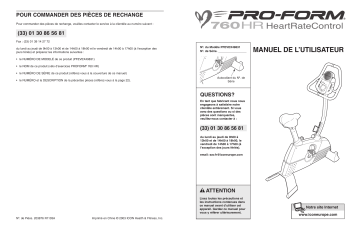 PFEVEX4983 | Manuel du propriétaire | ProForm 760 BIKE Manuel utilisateur | Fixfr