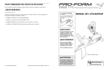 Manuel du propriétaire | ProForm PFEVEX6283 765 CD BIKE Manuel utilisateur | Fixfr