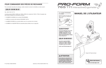 Manuel du propriétaire | ProForm PFEVEX6283 765 CD BIKE Manuel utilisateur | Fixfr