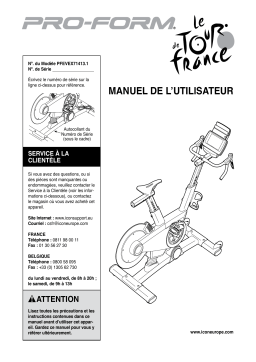 ProForm PFEVEX71413 377168 Le Tour De France BIKE Manuel utilisateur