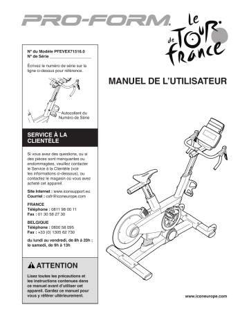 PFEVEX71516 | Manuel du propriétaire | ProForm TDF 2.0 BIKE Manuel utilisateur | Fixfr