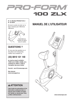 ProForm 100 ZLX BIKE Manuel utilisateur