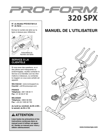 Manuel du propriétaire | ProForm PFEVEX73813 320 SPX BIKE Manuel utilisateur | Fixfr