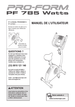 ProForm 785 WATTS BIKE Manuel utilisateur