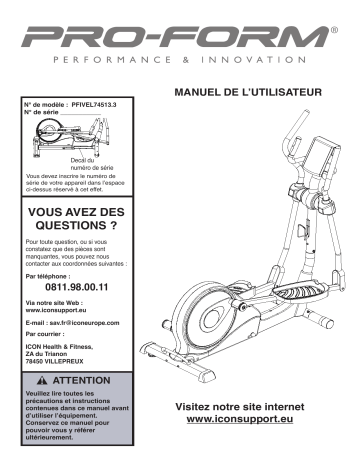 PFIVEL74513 1739820 | Manuel du propriétaire | ProForm SPACE SAVER B 700 ELLIPTICAL Manuel utilisateur | Fixfr