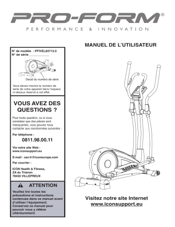 PFIVEL83712 | Manuel du propriétaire | ProForm ELIPSE TOUCH 5.0 ELLIPTICAL Manuel utilisateur | Fixfr