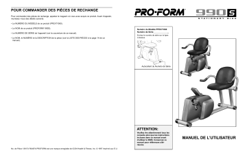 PFEX7106 | Manuel du propriétaire | ProForm HEALTHCYCLE BIKE Manuel utilisateur | Fixfr