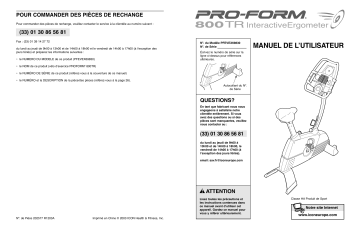 PFEVEX6983 | Manuel du propriétaire | ProForm 800 CD BIKE Manuel utilisateur | Fixfr