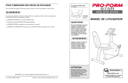 ProForm PFEVEX1150 975R BIKE Manuel utilisateur