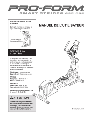 Manuel du propriétaire | ProForm PFEVEL80717 Smart Strider 695 CSE ELLIPTICAL Manuel utilisateur | Fixfr