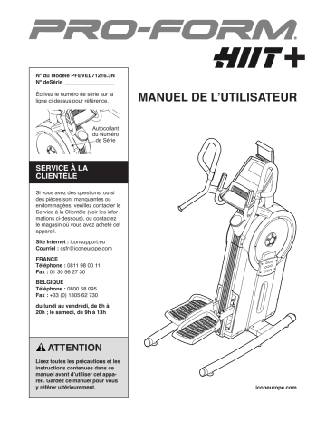 PFEVEL71216n | Manuel du propriétaire | ProForm HIIT  ELLIPTICAL Manuel utilisateur | Fixfr