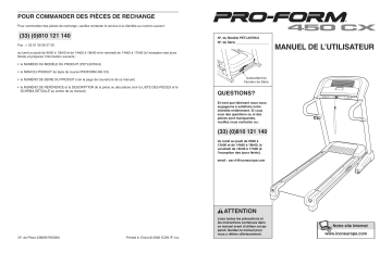 PETL30706 | Manuel du propriétaire | ProForm 450 C TREADMILL Manuel utilisateur | Fixfr